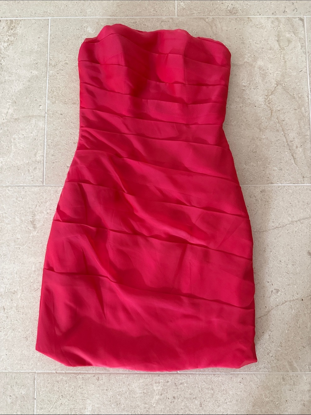 Strapless Ruched Mini Dress in Hot Pink